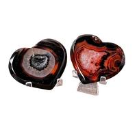 HWXMUGLXL 1pc 100-200g Black Red Agate Heart-Shaped Crystal Marble Pattern Romantic Home Office Decoration Gemstone Stone