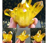 HWXMUGLXL 1pc 60-80g Gemstone Crystal Irregular Electroplating Yellow Aura Quartz Crystals Cluster Raw Stone Hand Craft Deco Gemstone Stone