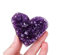 HWXMUGLXL Amethyst Crystal Geode Cluster Heart Rock Quartz Crystals Raw Gemstone for Balance Yoga Home Office FengShui Decoration,6~7cm Gemstone Stone