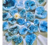 HWXMUGLXL Celestite Geode Heart 600-800g - Blue Crystal Cluster for, & Home Decor | Crystals And Stones Gift for & Serenity Gemstone Stone