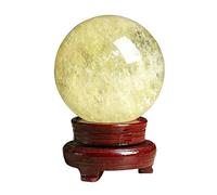 HWXMUGLXL Citrine Crystal Sphere Ball Decorative Gemstone Balls with Stand Home Office Living Room Desk Asthetic Decor Gift Men Women,140mm Gemstone Stone