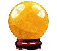 HWXMUGLXL Citrine Crystal Sphere Ball, Feng Shui Transparent Quartz with Holder for Wealth And Protect The House,30mm Gemstone Stone