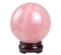 HWXMUGLXL Crystal Fengshui Sphere Rose Quartz Ball with Wood Stand for Scrying,Divination, Decorative Magic,14cm/5.5in Gemstone Stone
