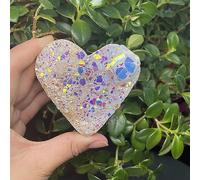 HWXMUGLXL Electroplated Point Shiny Heart Shape Crystals Cluster Art Decor Angel Aura Clear Magic Quartz Jewelry Ornaments (Size : 80-90g) Gemstone Stone