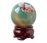 HWXMUGLXL Home Decor Crystal Ball Green Cherry Agate Sphere Gemstone Raw Stone Polished for Witchcraft And Decorative Balls Sculpture Figurine,4~4.5cm Gemstone Stone