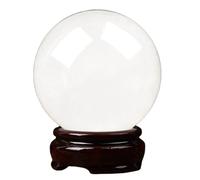 HWXMUGLXL White Crystal Decor with Wooden Base, Clear Ball,Quartz Sphere Home Office Table Ornament for Birthday, Wedding Valentine's Gifts,6.3"(16cm) Gemstone Stone
