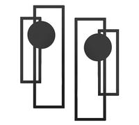 HWXZUUO 2PCS Metal Wall Decor 15.75x6.69 Inch Black Minimalist Wall Art Modern Geometric Hanging Abstract Sculptures Decor for Living Room Home