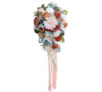 HWXZUUO Bouquet per Matrimoni per Sposa 10.2x20.5in lacrima lacrima Romantica Matrice Artificiale Sposa realistica Artificiale per Le Decorazioni del Matrimonio Centrale