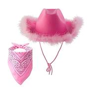 HWXZUUO Cappello da cowboy Cappelli da cowgirl con Accessorio per abbigliamento Sciarf Fancy Set per Halloween Bachelorette Party Me Party costumi 2 pcs