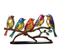 HWXZUUO Home Decor Accessories 5 Metal Stained Birds on Branch Desktop Ornaments Colorful Acrylic Bird Statue Table Decor for Office Style 2