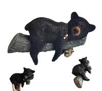 HWXZUUO Tree Hug Bear 9.84x5.91x5.91 Inch Cute Bear Napping Hanging out in a Tree Sculpture Resin Black Statue for Garden Decoration Outdoor