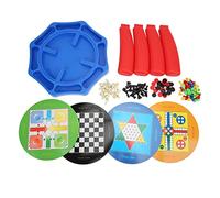 HWyndiluvian Set da 8 in 1 di giochi da tavolo per bambini, gioco da tavolo portatile per viaggi, giocattoli educativi a doppia faccia con dadi e damine, adatti a bambini dai 3 anni in su,