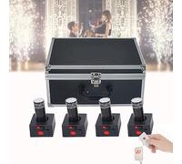 HWYYLXS System di sparo fuochi d'artificio, Macchina per fuochi d'artificio da palco, Base Opzionale 4/6/8/10/12, Alimentato a Batteria, Ecologico, per Feste di Matrimonio,4Base