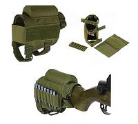HWZ Rifle Buttstock, Hunting Shooting Tactical Cheek Rest Pad Ammo Pouch with 7 Shells Holder (Army green)