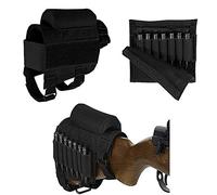 HWZ Rifle Buttstock, Hunting Shooting Tactical Cheek Rest Pad Ammo Pouch with 7 Shells Holder (black)