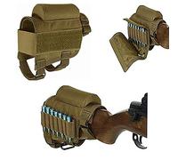HWZ Rifle Buttstock, Hunting Shooting Tactical Cheek Rest Pad Ammo Pouch with 7 Shells Holder (sand)