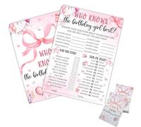 HX YUEGOUHUI 30 carte da gioco per feste di compleanno per ragazze, double-face, 15 x 20 cm, con Who Knows The Birthday Girl Best My Favorite Memory Wishes for the Birthday Girl Sleepover Party