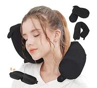 Hxcxrst Cuscino da Viaggio Memory Foam, Per supporto per collo, mento, vita e gambe - Cuscino regolabile e pieghevole per viaggi in famiglia, aereo, autobus, treno