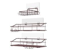 HXDKJSO 3 pezzi in metallo marrone senza fori, compatibile con mensole da bagno, portasapone ganci, set di accessori for doccia