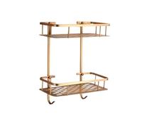 HXDKJSO Compatibilità for mensole da bagno Vidric, mensola quadrata, supporto a 2 strati, porta shampoo, portaoggetti, finitura bronzo antico(Single Layer)