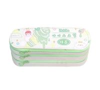 Hxenotropy Astuccio per matite di grandi dimensioni, astuccio multifunzionale in tela con 3 scomparti e orario delle lezioni, organizzatore di cancelleria a grande capacità per scuola, (Verde)
