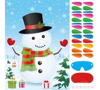Hxezoc Pin the Nose On The Snowman con 42 adesivi per naso a carota in 6 colori, giochi per feste di Natale, bomboniere, forniture per bambini e adulti