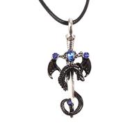 HXFFXHF 925 Collana di Spada di Drago in Argento Sterling per Uomini, Ciondolo di Spada Vintage Katana Collana - Collana da pugnale Hip Hop per Donne, Maestro Collana di Spada per Halloween