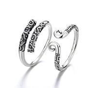 HXFFXHF Anello di Dito Aperto in Metallo Sterling S925 Sterling Metal Thai Metal Angeli Vintage Metal Any Coppia Gift per Anello Amante, Apertura Regolabile