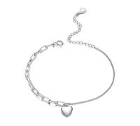 HXFFXHF Bracciale per il cuore a doppia catena per le donne che volano farfalla popolare dono femminile di gioielli in argento