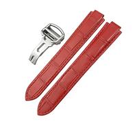 HXFFXHF Canda di guardia in pelle genuina 14mm 16mm 18mm 20mm 22mm per ballon bleu de tipo convesso cinghia di orologio da vitello colorato (colore: rosso, dimensione: 16mm)