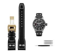 HXFFXHF Canda di guardia in vera pelle di cuoio per IWC Big Pilot Spitfire Cowhide Folding Buckle Orologio Uomo cinturino 21mm 22mm (Colore: Calsp in oro marrone, dimensione: 21mm)