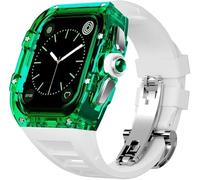 HXFFXHF Canda di orologio trasparente Fluorobber Banda , per la serie 8 7 6 5 4 SE 44mm 45mm , Cancella di orologi Clear Sport Accessori di sostituzione della chiusura traspirante