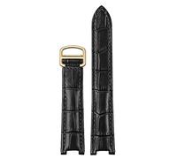 HXFFXHF Canda d'oro di Guardia Vera in Pelle da Donna per Pasha W3108/HPI004 Filla Pieghevole Cinturino concavo concavo 21x15m 20x12mm 18x10mm di Orologio (Colore: Fibbia in Argento Nero, Dimensione: