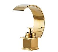 HXFFXHF Casca di rubinetto del rubinetto del bagno per bacino da bagno Acqua calda e acqua fredda Brassa Lavello del bagno Gold-Gold (Cromo)