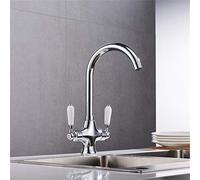 HXFFXHF Chrome/Black Dink Cucina Rubinetto Doppia Maniglia Funzione di purificazione dell'Acqua 360 Rotazione Miscelatore di lavandino miscuglio per aeratore Montato sul Ponte, Stella cromata di