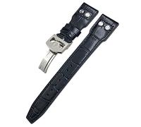 HXFFXHF Cinturino in vera pelle con rivetti da 21 mm, adatto per IWC Big Pilot TOP GUN Watch IW3777 cinturino in pelle di vitello, Black Buckle