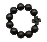 HXFFXHF Classiche Perle di Rosario di Sandalo Nero per Uomini, cattolico Gesù Croce Cross Preghiera in Legno Regali di Bracciale Elastico