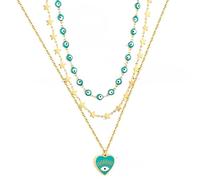 HXFFXHF Collana malvagia per Uomini e Donne, 925 Argento Sterling Fortunato Occhio malvagio Collana a Sospensione Collana a Strato Collana di Girocollo, Collana malvagia Oro Oro, malvagio Girocollo