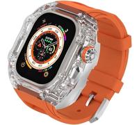 HXFFXHF Custodia trasparente Glacier RM Mod kit+banda fluororubber , per ultra 8 7 6 5 4 SE 45mm 44mm 49 mm , Luxury Clear Modified Casel Bezel+Sport Sport Bambia