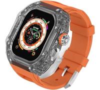 HXFFXHF Custodia trasparente Glacier RM Mod kit+banda fluororubber , per ultra 8 7 6 5 4 SE 45mm 44mm 49 mm , Luxury Clear Modified Casel Bezel+Sport Sport Bambia