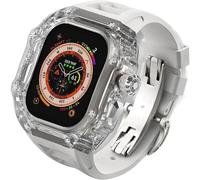 HXFFXHF Custodia trasparente Glacier RM Mod kit+banda fluororubber ， per ultra 8 7 6 5 4 SE 45mm 44mm 49 mm ， Luxury Clear Modified Casel Bezel+Sport Sport Bambia
