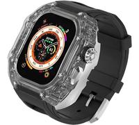 HXFFXHF Custodia trasparente Glacier RM Mod kit+banda fluororubber , per ultra 8 7 6 5 4 SE 45mm 44mm 49 mm , Luxury Clear Modified Casel Bezel+Sport Sport Bambia