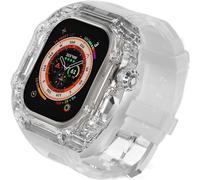 HXFFXHF Custodia trasparente Glacier RM Mod kit+banda fluororubber , per ultra 8 7 6 5 4 SE 45mm 44mm 49 mm , Luxury Clear Modified Casel Bezel+Sport Sport Bambia