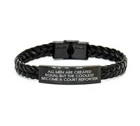 HXFFXHF Dono Orgoglioso del Reporter di Corte - Tutti Gli Uomini Sono Creati Uguali ma Il più Cool Diventa Un Reporter di Corte, Braccialetto in Pelle Intrecciato per Regali Unici di Laurea dagli