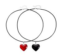 HXFFXHF Gioielli 2 pezzi Black Red Stuggy Heart Cent set, corda di cotone cerata a cuore grosso, Grunge Goth Punk Y2K Accessori per donne, cotone, nessun gioiello di gemme per ragazze
