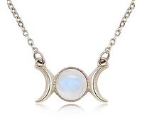 HXFFXHF Gioielli Crystal Birthstone Triple Moon Goddess per Donne Uomini Ragazze, Dianty Crescent Moon Fase Guarigione Regali di Compleanno del Chakra per Madre Friends Gioielli per Ragazze