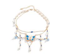 HXFFXHF Gioielli da donna Y2K per donne, farfalla a strati perline, accessori per cosplay fata di Halloween, y2k simpatici regali di gioielli farfalla dolce per le donne ebrei