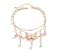 HXFFXHF Gioielli da donna Y2K per donne, farfalla a strati perline, accessori per cosplay fata di Halloween, y2k simpatici regali di gioielli farfalla dolce per le donne ebrei