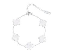 HXFFXHF Gioielli per Ragazze Bracciale a Quattro Foglie uniche per Donna Girl Green Rosso Lucky Link Braccialetti trifogli