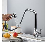 HXFFXHF Lavandino per la Commerciale da Fattoria per la Fattoria Commerciale, Manico Oscuro Tira Giù Il Rubinetto da Cucina a Foro Singolo Bianco, rubinetti Neri a 360 Gradi, Tocco di Miscelatore